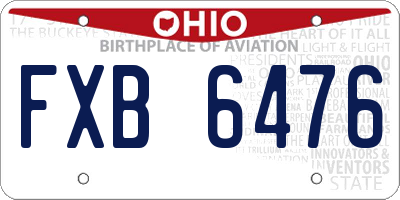 OH license plate FXB6476