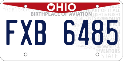 OH license plate FXB6485