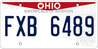 OH license plate FXB6489