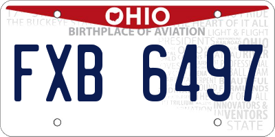 OH license plate FXB6497