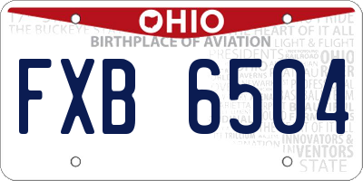 OH license plate FXB6504