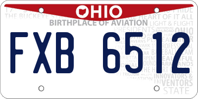 OH license plate FXB6512