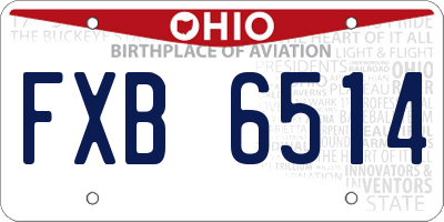 OH license plate FXB6514