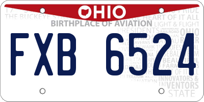 OH license plate FXB6524