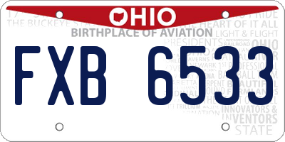 OH license plate FXB6533