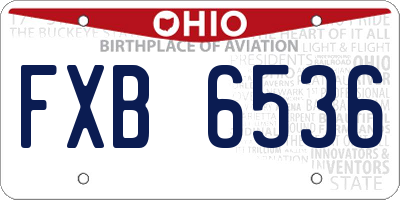 OH license plate FXB6536