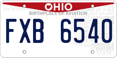 OH license plate FXB6540