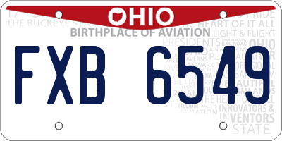 OH license plate FXB6549