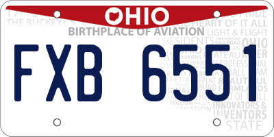 OH license plate FXB6551