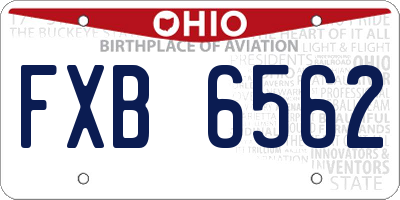 OH license plate FXB6562