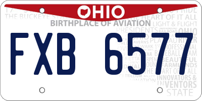 OH license plate FXB6577