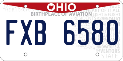 OH license plate FXB6580