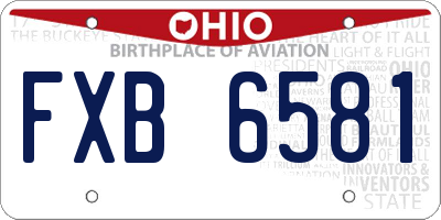 OH license plate FXB6581