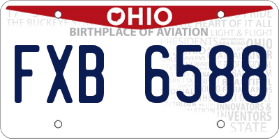 OH license plate FXB6588
