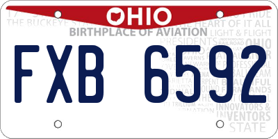OH license plate FXB6592