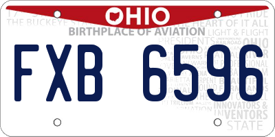 OH license plate FXB6596