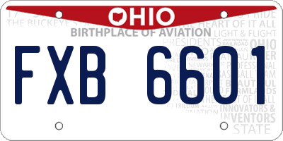 OH license plate FXB6601