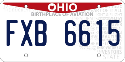 OH license plate FXB6615
