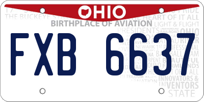 OH license plate FXB6637