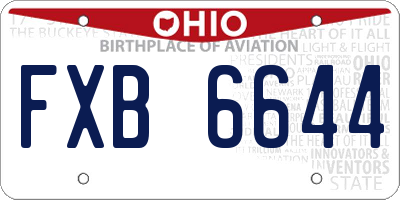 OH license plate FXB6644