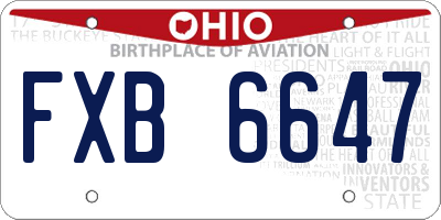 OH license plate FXB6647