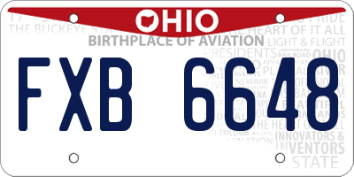 OH license plate FXB6648