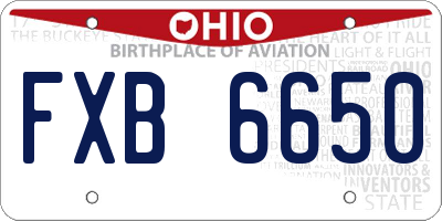 OH license plate FXB6650