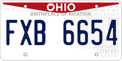 OH license plate FXB6654