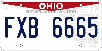 OH license plate FXB6665