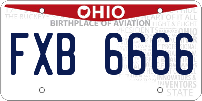 OH license plate FXB6666