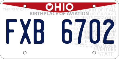 OH license plate FXB6702