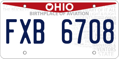 OH license plate FXB6708