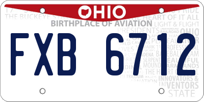 OH license plate FXB6712