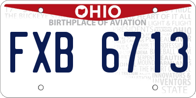 OH license plate FXB6713