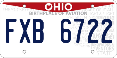 OH license plate FXB6722