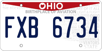 OH license plate FXB6734