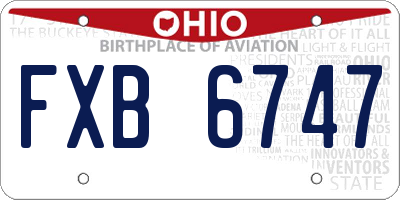 OH license plate FXB6747