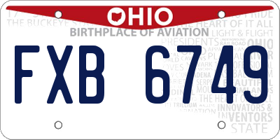 OH license plate FXB6749