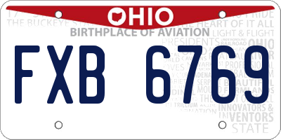 OH license plate FXB6769