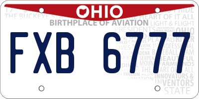 OH license plate FXB6777