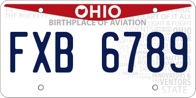 OH license plate FXB6789