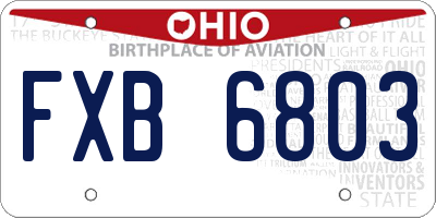 OH license plate FXB6803