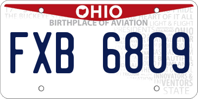 OH license plate FXB6809