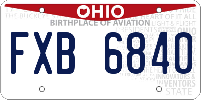 OH license plate FXB6840