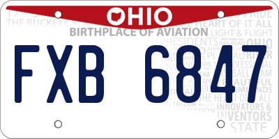 OH license plate FXB6847