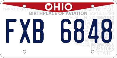 OH license plate FXB6848