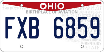OH license plate FXB6859
