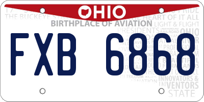 OH license plate FXB6868