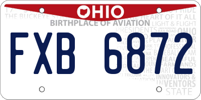 OH license plate FXB6872