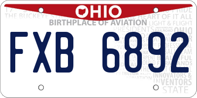OH license plate FXB6892